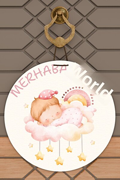 Dormot 1Ornament de ușă pentru bebeluș, imprimare digitală modernă, alb, Hell...