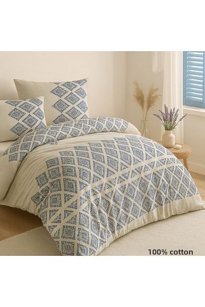 Evimcim 100% Cotton Ranforce Single Geometric Patterned Duvet Cover Set (Gift Boxed)