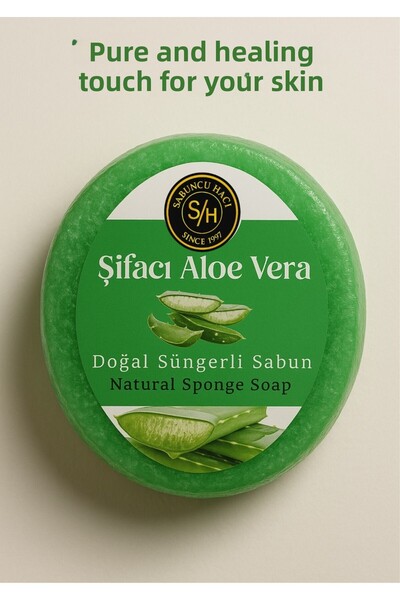 Sabuncu Hacı Healer Alovera (Helps Repair Sunken and Strawberry Legs) Natural Sponge Soap 130-140 Gr