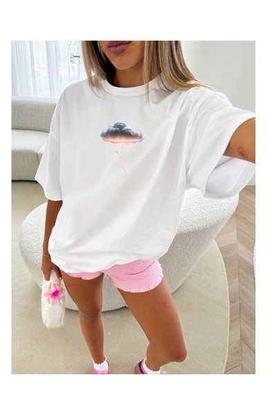 Tubinyoo Lightning Strike Patterned Unisex Oversize T-Shirt