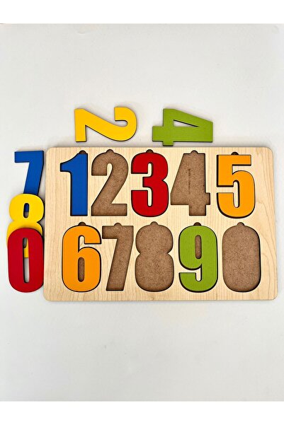 WoodStory Ahşap Renkli Sayılar Seti Puzzle Montessori Bul Tak Eğitici Çocuk G...