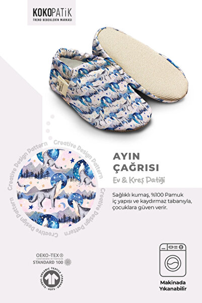 Kokopatik ,Non-Slip Sole,Organic Cotton Home Nursery Booties Call of the Moon Organic Cotton Nursery-Home Booties