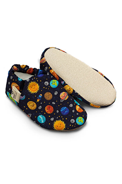 Kokopatik ,Non-Slip Sole,Organic Cotton Home Nursery Booties,Happy Space Patterned Booties