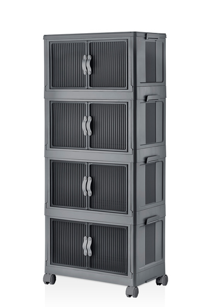 FORSACE 4-Tier Portable Multi-Purpose Organizer with Lid - Stackable Kitchen and Pantry Cabinet