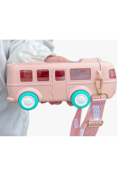 TAHA İTHALAT TREND ASKILI SEVİMLİ OTOBÜS MATARA ÇOCUK SULUK 500 ML