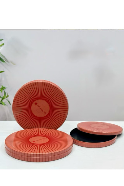 Newflon 3-piece tray set for pastries, kunafa and sweets with a cover (25*30*35) cm