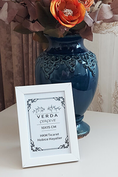 Verda Çerçeve 10X15 cm Photo Frame! Decorative Desktop Frame with Wooden Legs and Pvc Glass!