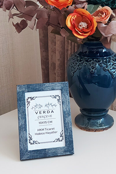 Verda Çerçeve 10X15 cm Photo Frame! Decorative Desktop Frame with Wooden Legs and Pvc Glass!