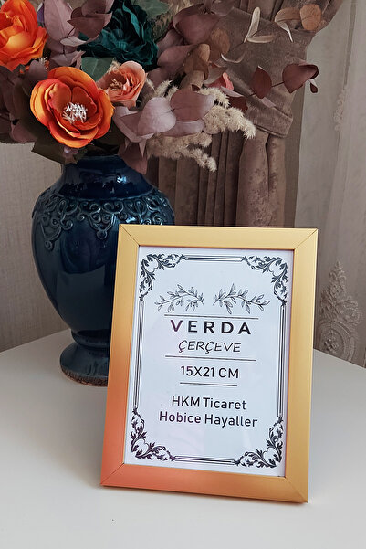 Verda Çerçeve 15X21 cm Photo Frame! Decorative Desktop Frame with Wooden Legs and Pvc Glass!