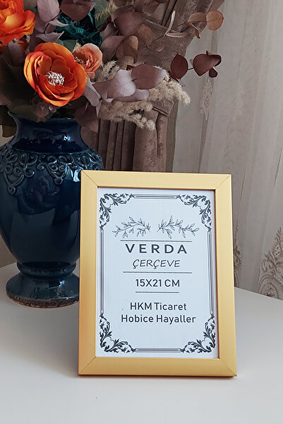 Verda Çerçeve 15X21 cm Photo Frame! Decorative Desktop Frame with Wooden Legs and Pvc Glass!