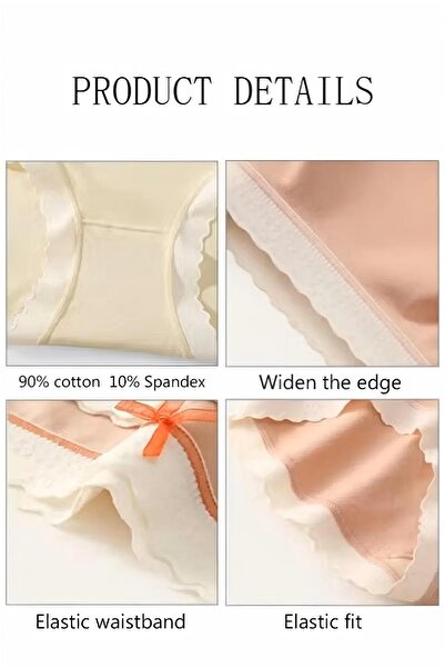 Generic 4-piece Set Women's Briefs Mid-rise Cotton Briefs High-stretch Briefs Soft Full Coverage