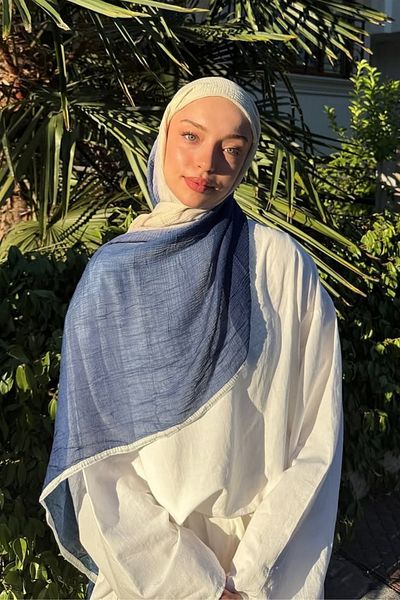 Mooncorn Gradient Muslin Shawl Navy Blue