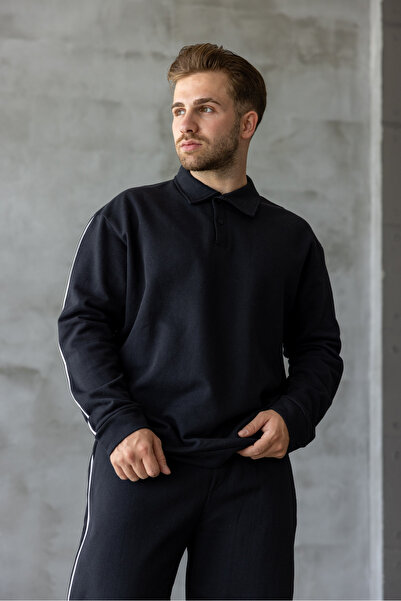 DARK MODA Ανδρικό σετ φόρμας oversized με ρίγες κάτω από το επάνω μέρος