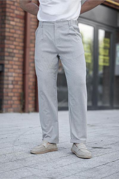 Madmext Gray Relaxed Fit Men's Fabric Trousers E6577