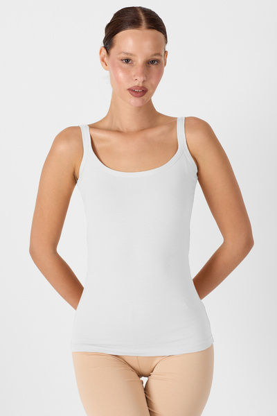 Malabadi White Modal Tank Top - Λεπτές τιράντες και ανοιχτή πλάτη, Γυναικεία 1034
