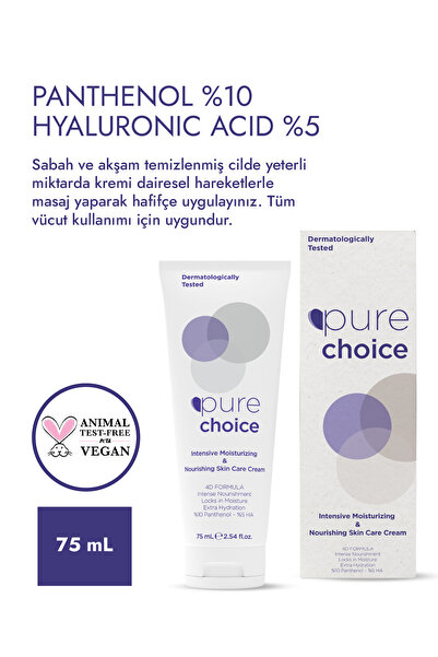 Pure Choice Yoğun Nemlendirici Ve Besleyici Cilt Bakım Kremi 75 Ml (4d Formula - %10 Panthenol + %5 Ha)