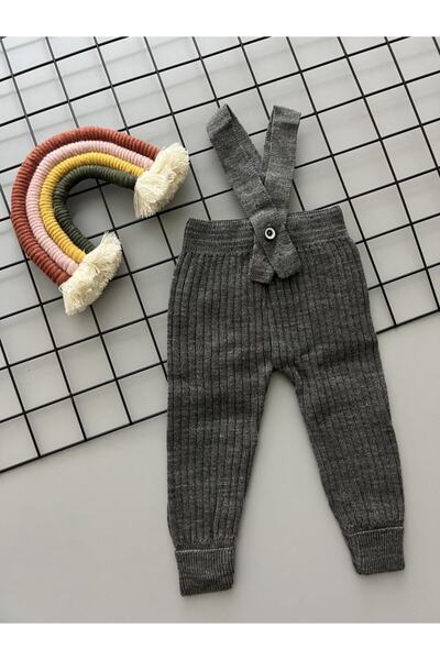 Sparrow Laurel Smoked Color High Waist Front Cross Strap Adjustable Ribbed Baby Knitwear Leggings