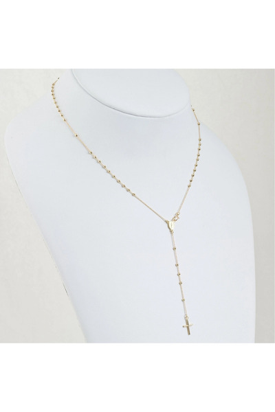 Sandra Ferretti Rosary 42 cm in 14K Yellow Gold with Diamond-Cut Beads and Chain, 1.96g