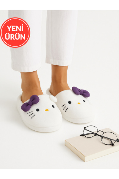 STOCON Girl's Plush House Slippers with Hello Kitty Figure – Soft, Non-Slip and Warm Women's Slippers Stc1141
