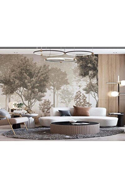 Genel Markalar Eskitme Tarz Orman Ağaç Manzarası Duvar Kağıdı