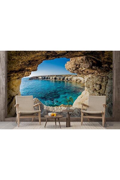 Özen Duvar Kağıtları 3 Boyutlu Derinlik Mağara Deniz Manzarası Duvar Kağıdı