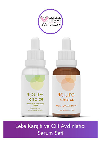 Pure Choice Leke Karşıtı Cilt Aydınlatıcı Bakım Seti (C Vitamini Serumu + Lek...