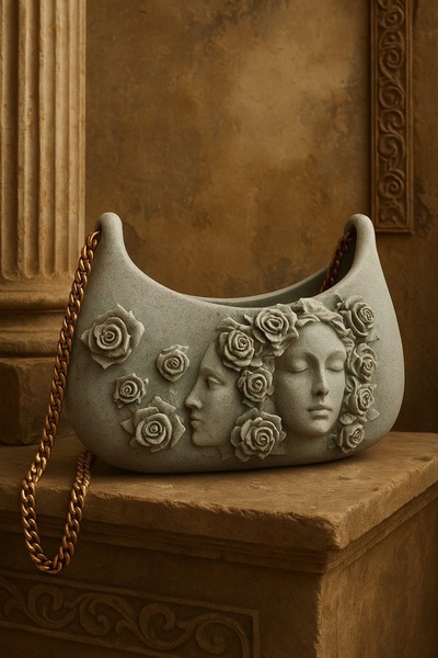 AURA Antik Görünümlü Taş Desenli Tasarım Çanta