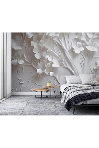 Özen Duvar Kağıtları 3 Boyutlu Duvar Kağıdı , Kabartmalı Yapraklar Duvar Kağıdı