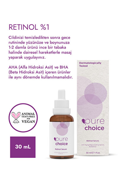 Pure Choice Retinol Yaşlanma Karşıtı ve Yenileyici Bakım Serumu 30 ml