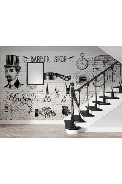 Özel Duvarlar Kuaför Berber Salonları için Özel Tasarım Duvar Kağıdı