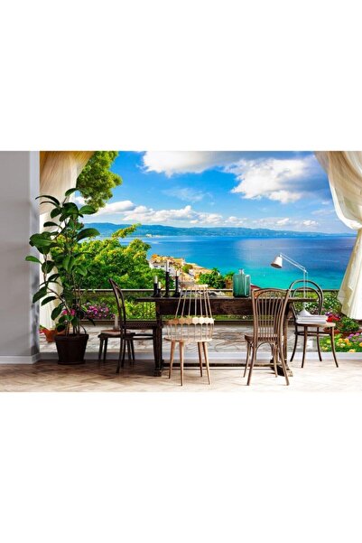 Özen Duvar Kağıtları Muhteşem Balkon Teras Manzarası Duvar Kağıdı