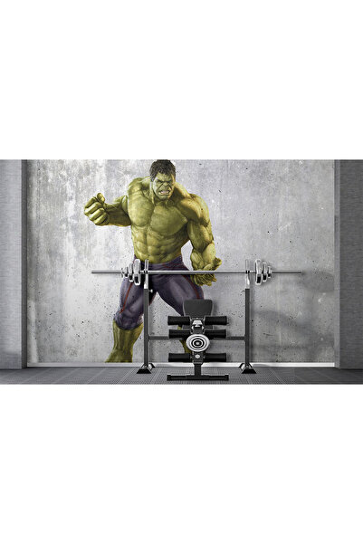 Özel Duvarlar Beton Zemin Üzerinde Yeşil Dev Hulk Spor Salonu Duvar Kağıdı