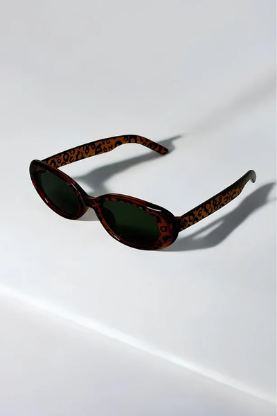 Chunky Frame Leopard Cat Eye Vintage Oval Sunglasses