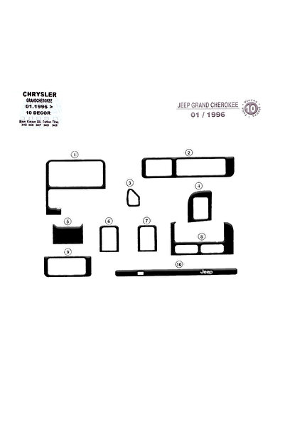Marscockpitdesign غطاء كونسول توربيدو لسيارة جيب جراند شيروكي 1996، 10 قطع