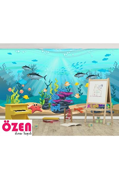Genel Markalar Denizaltında Sevimli Canlılar ve Bitkiler Çocuk odası Duvar Ka...