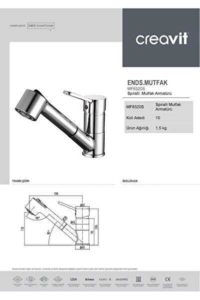 Creavit Mf8320S Spiral Luxury Sink Kitchen Faucet Fixture (BERBERBER BATTERY)