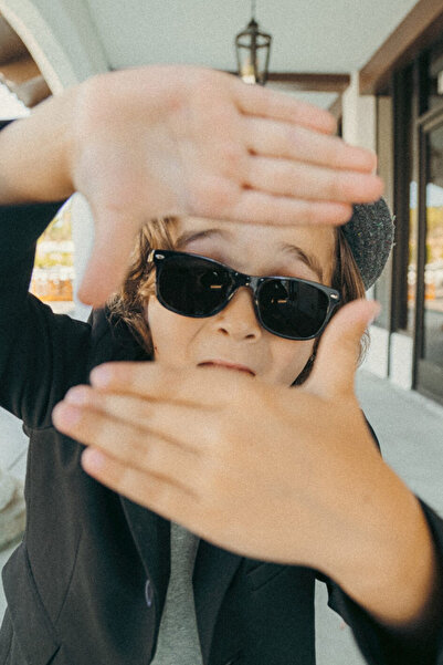 MACERATİ Seriva Unisex Black Square Frame Uv400 Kids Sunglasses