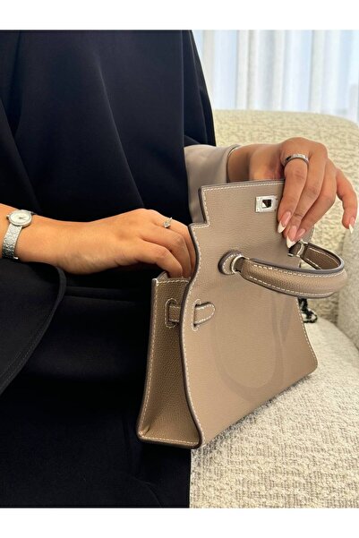 Generic Khaki Women's Handbag and Shoulder Bag with Leather Strap