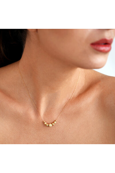 Sandra Ferretti Colier din Aur Galben de 18K cu Bile Simple si Bile Glazurate, 0.95g