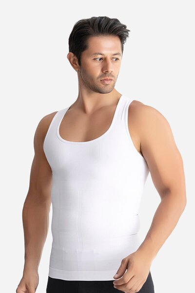 Arma Yıldız Men's White Firming Corset Tank Top Belly Anti-Sagging Body Shaper