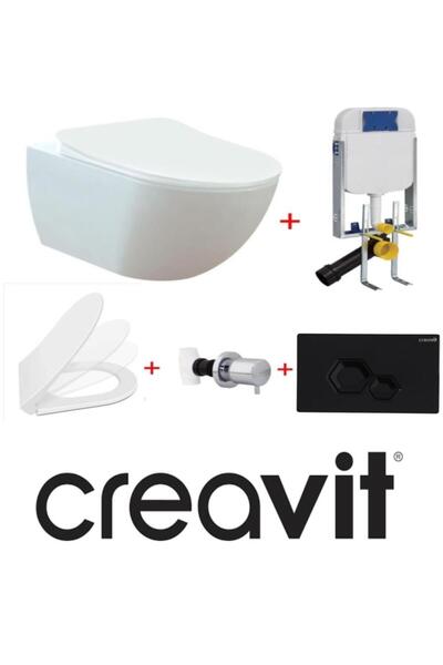 Creavit Free Asma Klozet Beyaz GR5001 FE320 + Nkp Slim İnci Yavaş Kapaklı