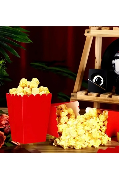 Deniz Party Store Kırmızı Karton Popcorn Mısır Cips Kutusu 8 Adet