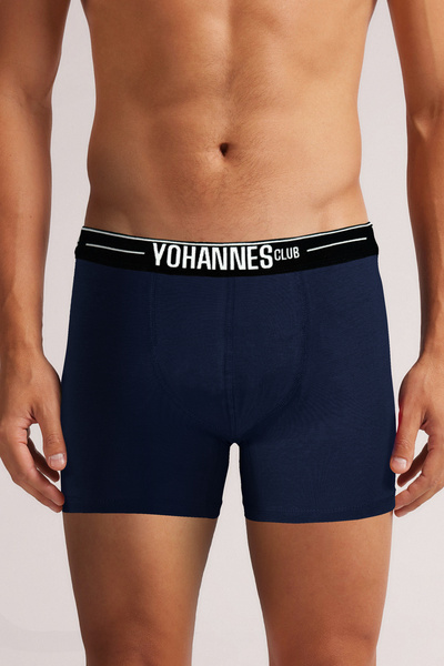 Yohannes Club Men'S, Special Pouch Cotton Boxers, Novelty Boxers with Special Pouch Design, Single, Navy Blue