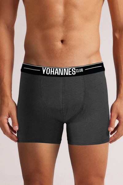 Yohannes Club Erkek, Özel Keseli Pamuklu Boxer, Özel Kese Tasarımlı Terletmeyen Konfor, Tekli, Antrasit