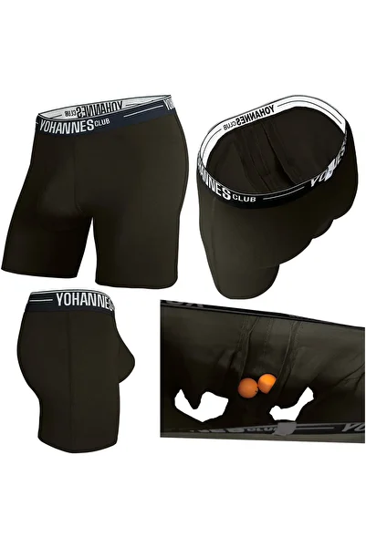 Yohannes Club Men'S, Cotton Boxer with Special Separator, Protection with Comfortable Separator, Black