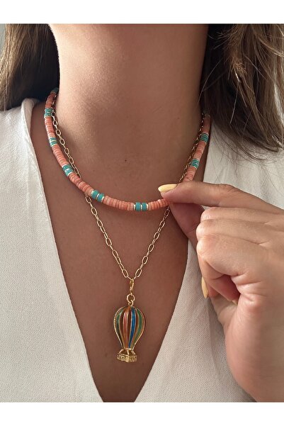 B Design jewelry Noa Mercan ve Turkuaz Taşı Kolye