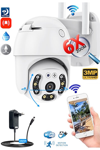 360 Dönebilen Kablosuz Wifi Ip Kamera Speed Dome 1080p Fullhd Gece Görüşlü Hareketli Dış Mekan Sesli