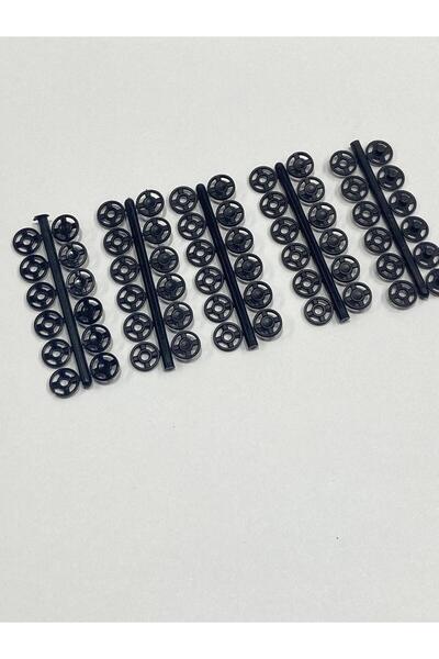 karantuhafiye Şeffaf Çıtçıt / Plastik Çıtçıt / 10 mm Siyah / 5 Dal