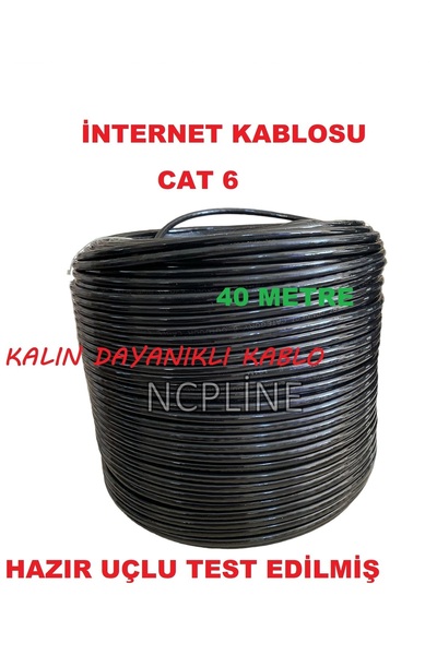 NcpLine 40 Metre 40 Mt Hazır Cat 6 Kablo Kalın Bakır Kablo Ağ Modem Pc Dış Or...