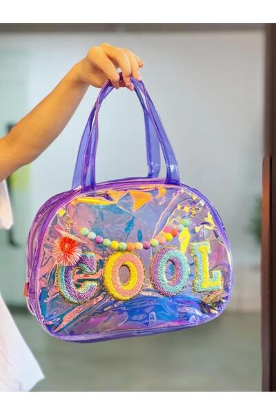 TOYFEST Transparent Purple Embroidered Vest Handbag